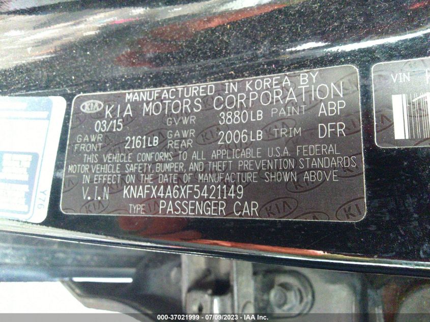 2015 KIA FORTE LX - KNAFX4A6XF5421149