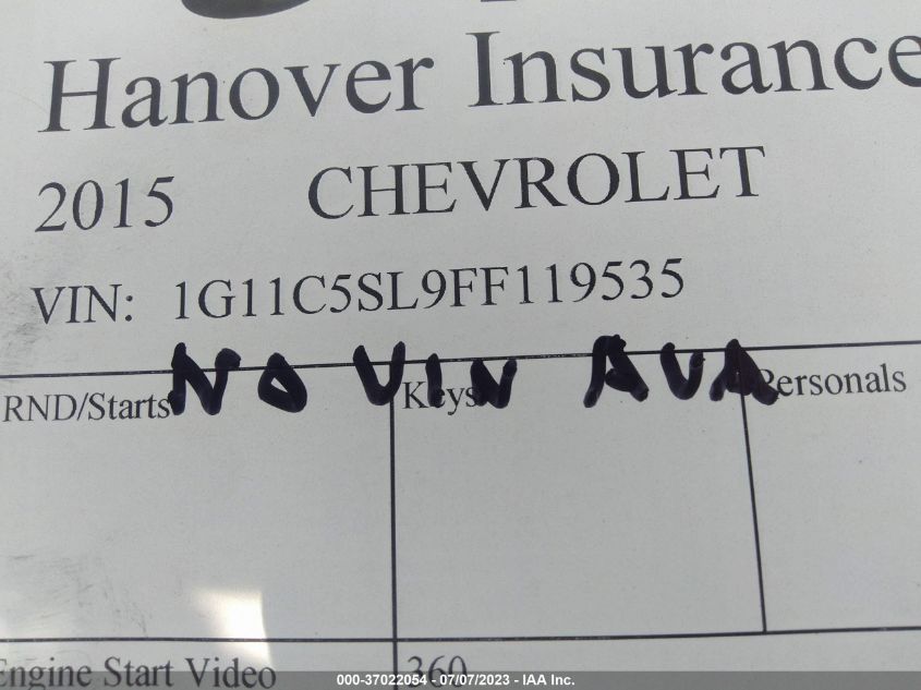 2015 CHEVROLET MALIBU LT - 1G11C5SL9FF119535