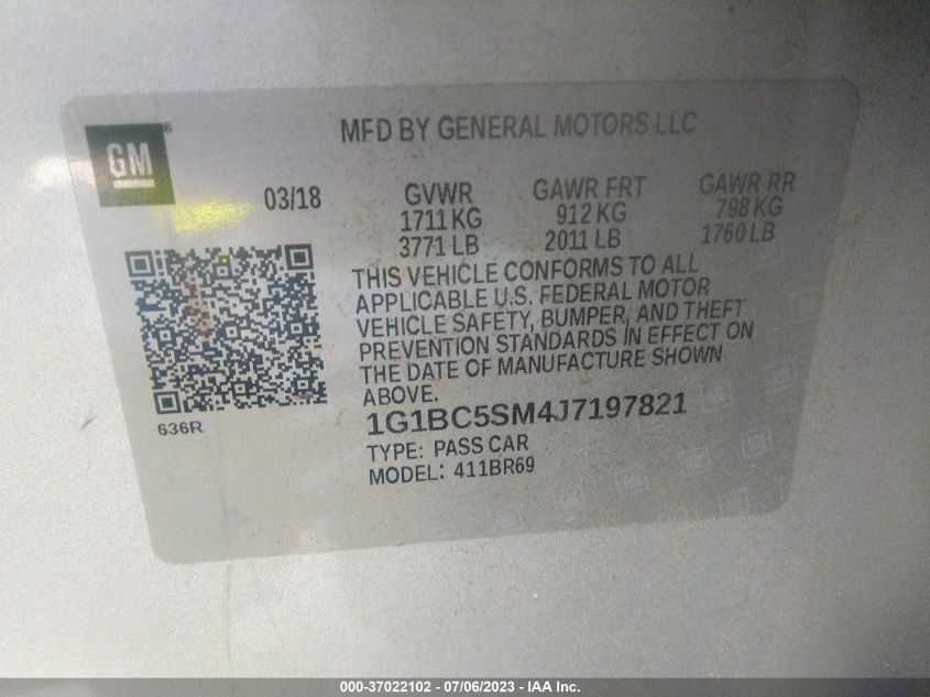 2018 CHEVROLET CRUZE LS - 1G1BC5SM4J7197821