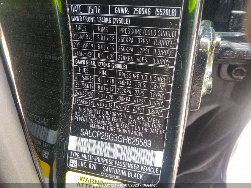 2016 LAND ROVER DISCOVERY SPORT SE - SALCP2BG3GH625589