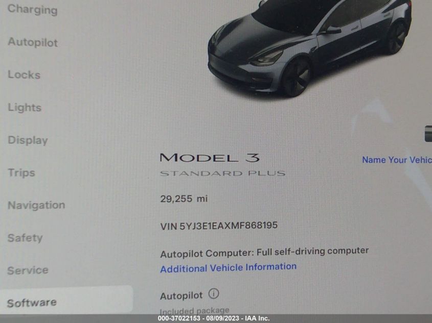 2021 TESLA MODEL 3 STANDARD RANGE PLUS - 5YJ3E1EAXMF868195