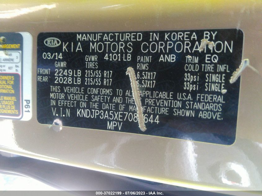 2014 KIA SOUL + - KNDJP3A5XE7080644