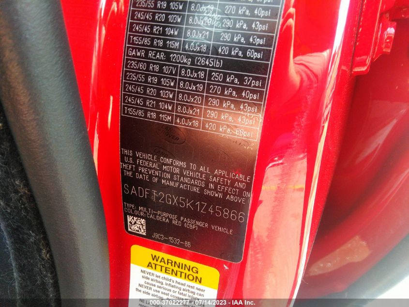 2019 JAGUAR E-PACE R-DYNAMIC S SADFT2GX5K1Z45866