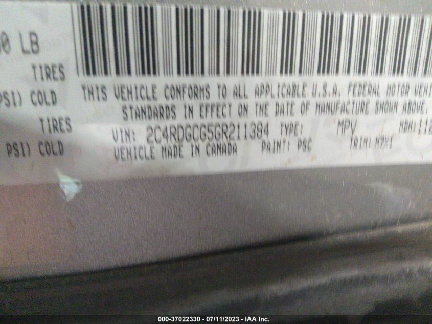 2016 DODGE GRAND CARAVAN SXT - 2C4RDGCG5GR211384