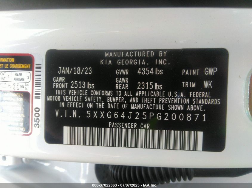 2023 KIA K5 GT-LINE - 5XXG64J25PG200871