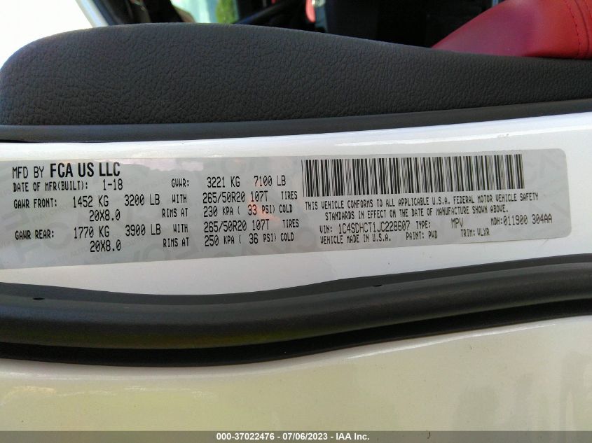 2018 DODGE DURANGO R/T - 1C4SDHCT1JC228607