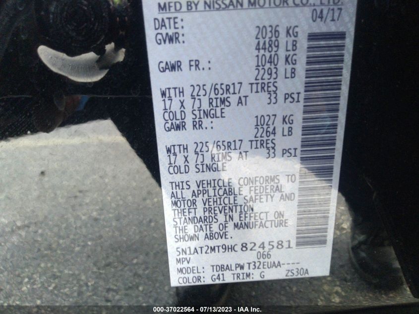 2017 NISSAN ROGUE S - 5N1AT2MT9HC824581
