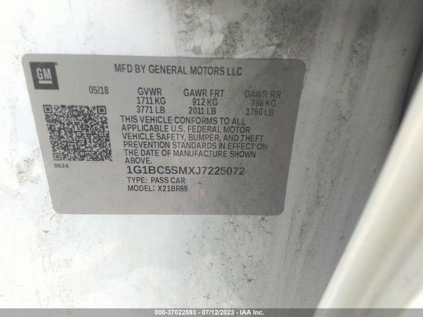 2018 CHEVROLET CRUZE LS - 1G1BC5SMXJ7225072