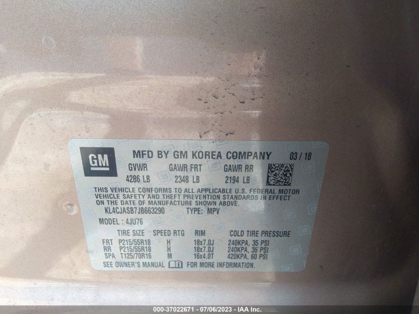 2018 BUICK ENCORE PREFERRED - KL4CJASB7JB663290