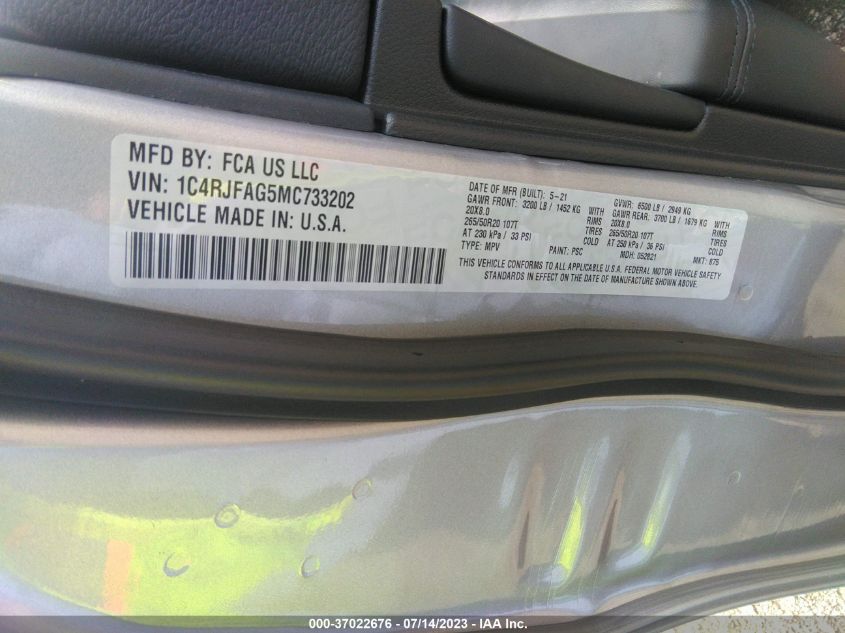 2021 JEEP GRAND CHEROKEE LAREDO X - 1C4RJFAG5MC733202