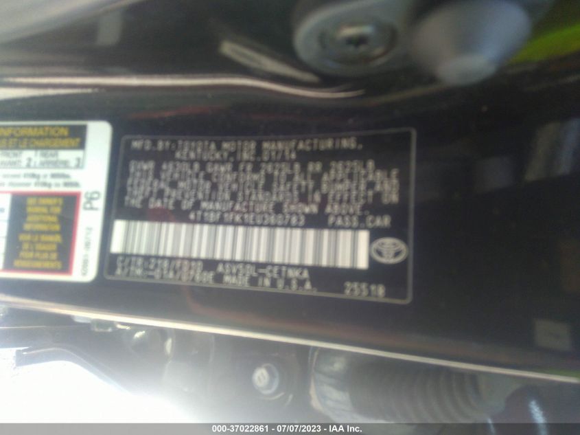 2014 TOYOTA CAMRY L/LE/XLE/SE/SE SPORT - 4T1BF1FK1EU360783