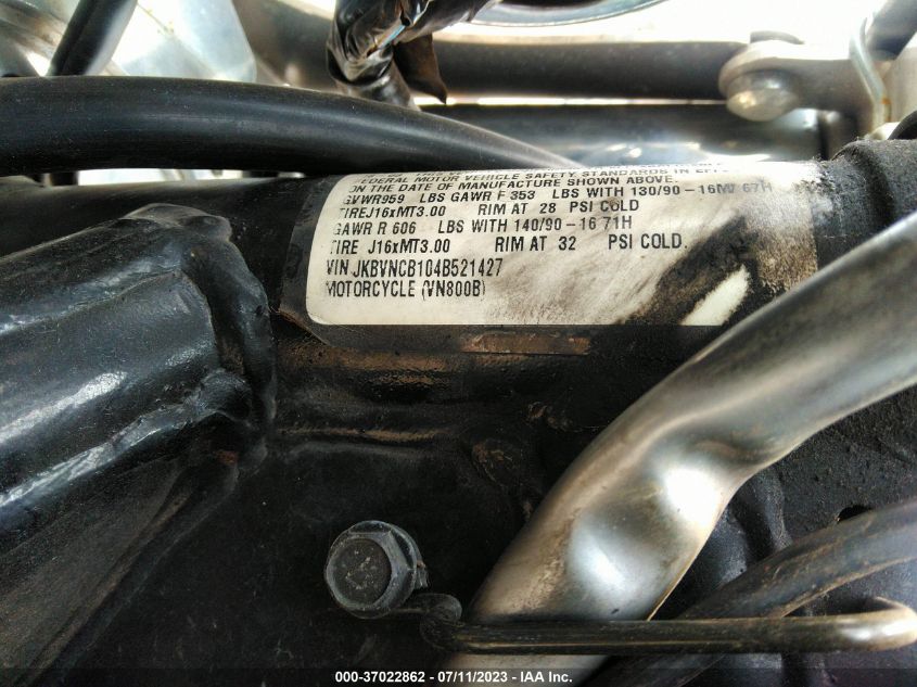 2004 KAWASAKI VN800 B - JKBVNCB104B521427