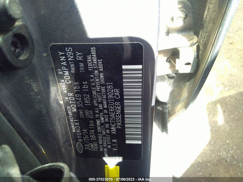 2014 HYUNDAI ACCENT GLS/GS - KMHCT5AE6EU190281