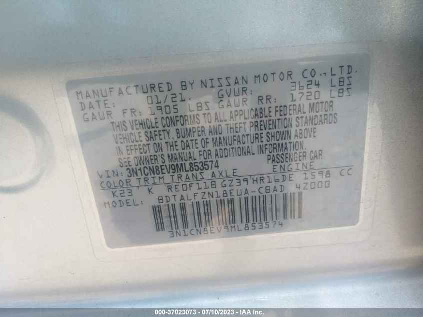 2021 NISSAN VERSA SV - 3N1CN8EV9ML853574