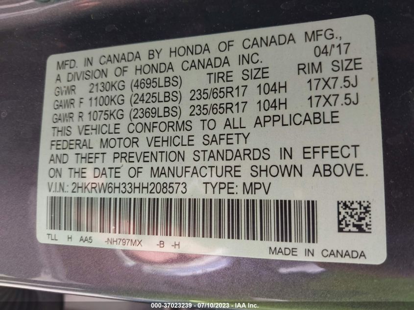 2017 HONDA CR-V LX - 2HKRW6H33HH208573