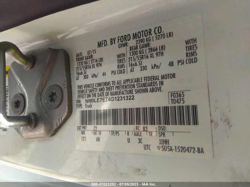 2016 FORD TRANSIT CONNECT XL - NM0LE7E74G1231322