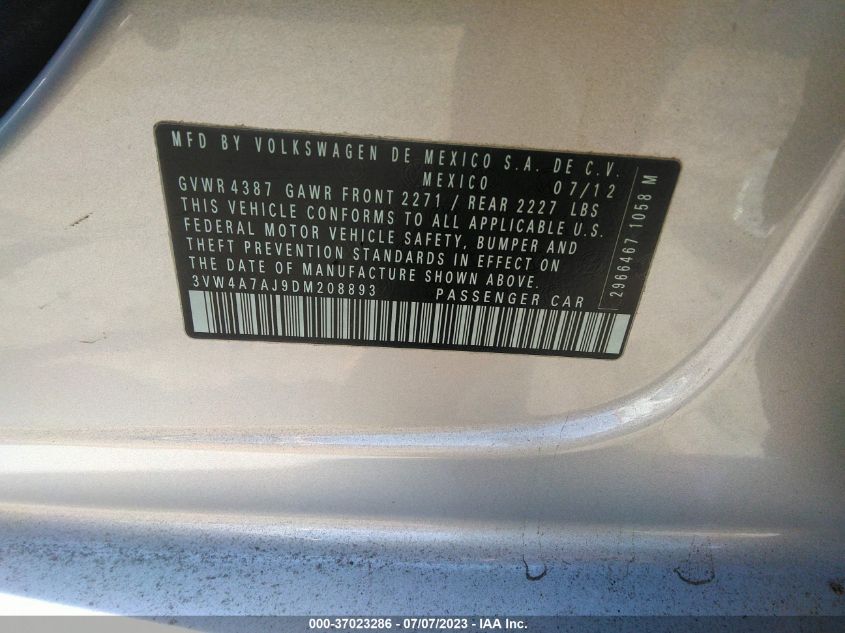 2013 VOLKSWAGEN GLI AUTOBAHN W/NAV 3VW4A7AJ9DM208893