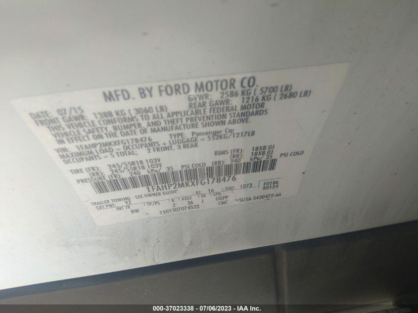 2015 FORD SEDAN POLICE INTERCEPTOR 1FAHP2MKXFG178476