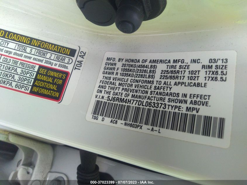 2013 HONDA CR-V EX-L - 5J6RM4H77DL063373