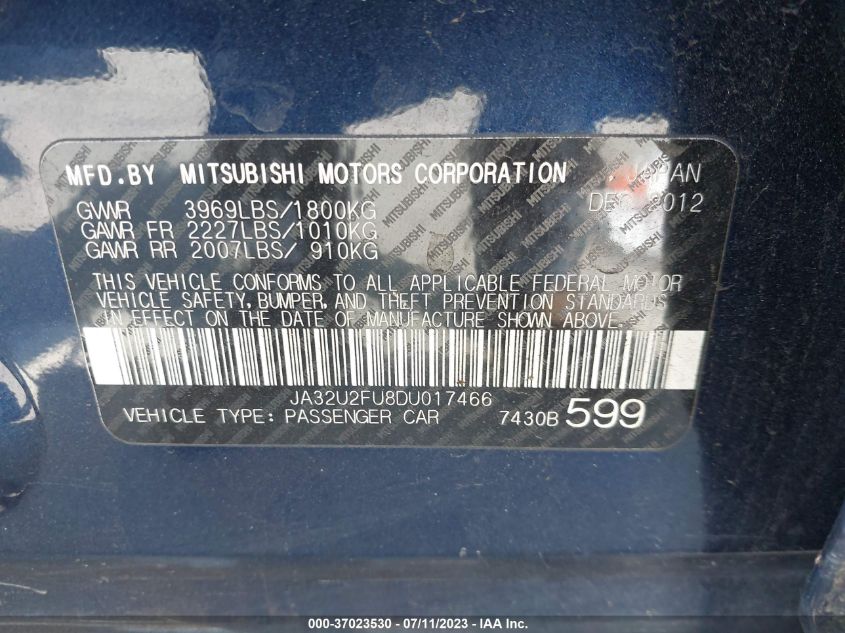 2013 MITSUBISHI LANCER ES - JA32U2FU8DU017466