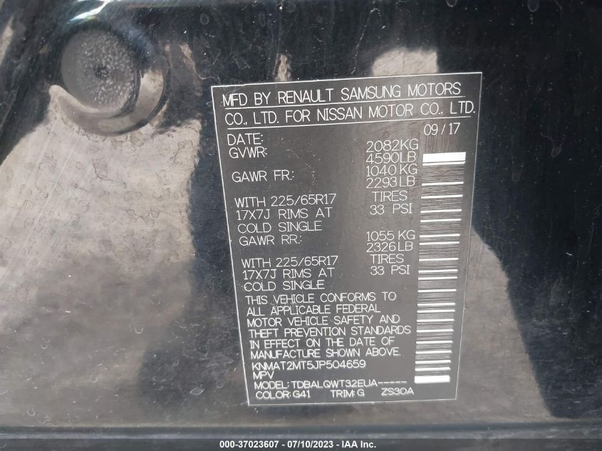 2018 NISSAN ROGUE S/SV - KNMAT2MT5JP504659