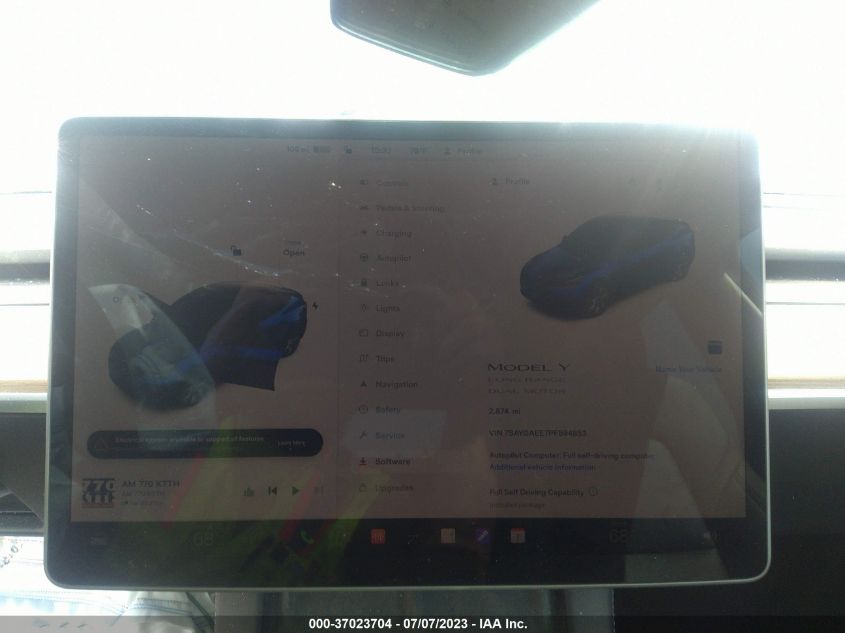 2023 TESLA MODEL Y LONG RANGE - 7SAYGAEE7PF594853