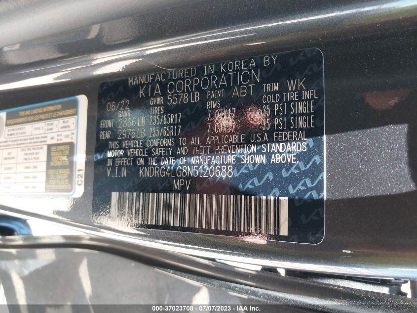 2022 KIA SORENTO HYBRID S KNDRG4LG8N5120688
