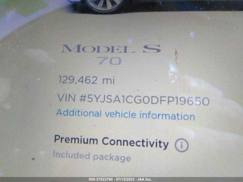 2013 TESLA MODEL S - 5YJSA1CG0DFP19650