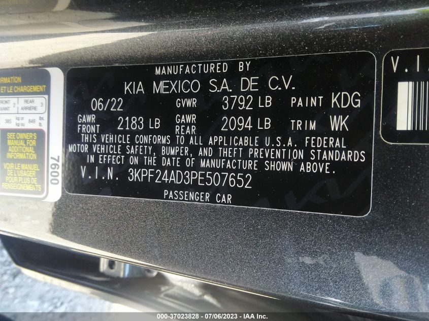 2023 KIA FORTE LX - 3KPF24AD3PE507652