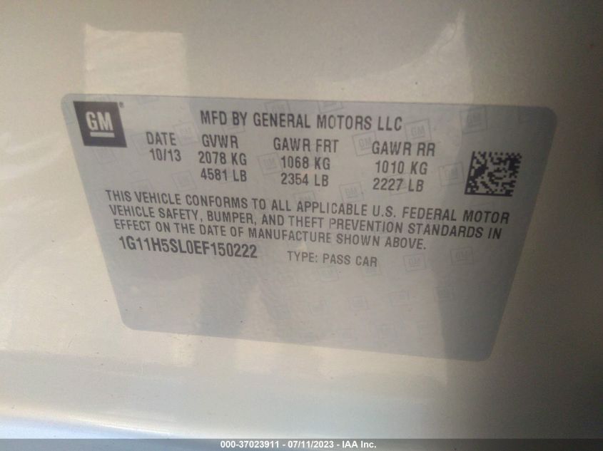2014 CHEVROLET MALIBU LTZ - 1G11H5SL0EF150222