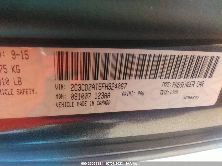 2015 DODGE CHALLENGER R/T - 2C3CDZAT5FH924067