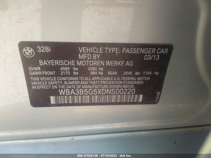 2013 BMW 3 SERIES 328I XDRIVE - WBA3B5G5XDNS00220