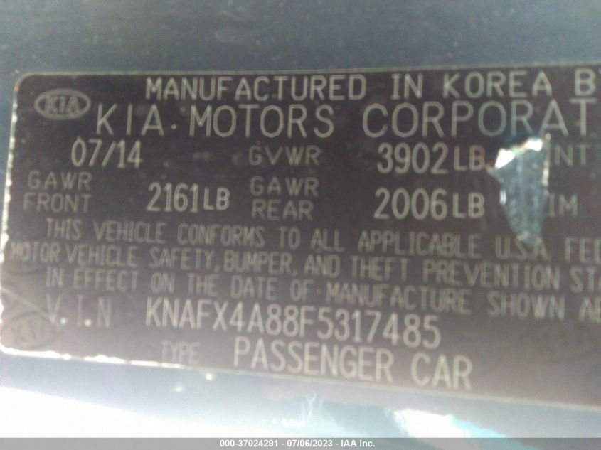 2015 KIA FORTE EX - KNAFX4A88F5317485