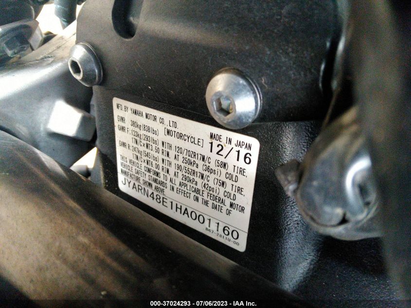 2017 YAMAHA FZ10 - JYARN48E1HA001160