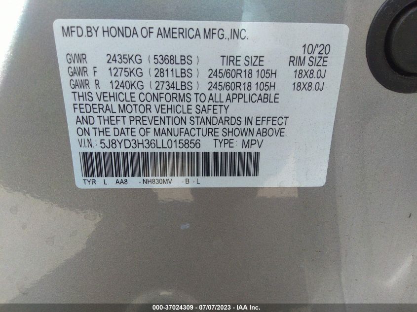 2020 ACURA MDX - 5J8YD3H36LL015856