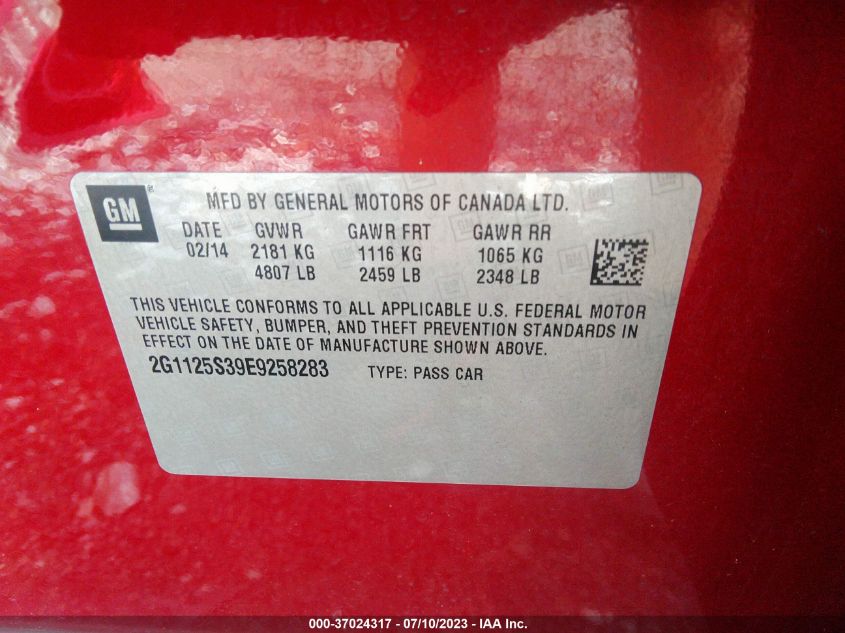 2014 CHEVROLET IMPALA LT - 2G1125S39E9258283