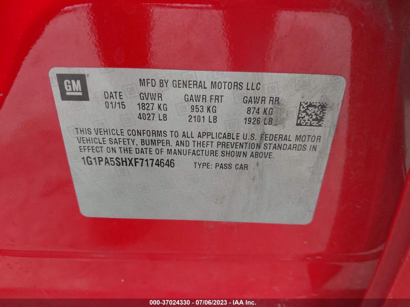2015 CHEVROLET CRUZE LS - 1G1PA5SHXF7174646