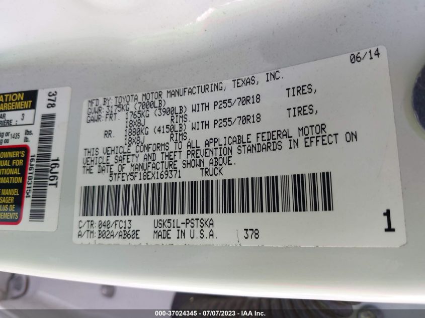 2014 TOYOTA TUNDRA 2WD TRUCK SR5 - 5TFEY5F18EX169371