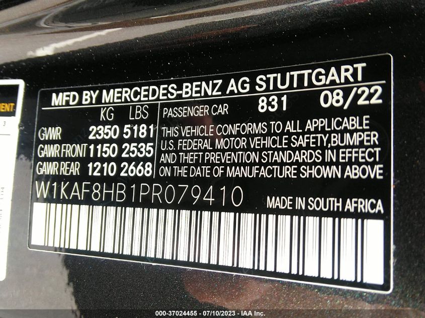 W1KAF8HB1PR079410 Mercedes-Benz C-Class AMG C 43 9