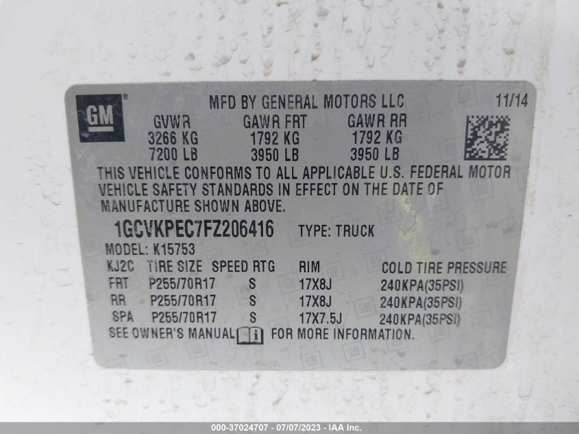 2015 CHEVROLET SILVERADO 1500 WORK TRUCK - 1GCVKPEC7FZ206416