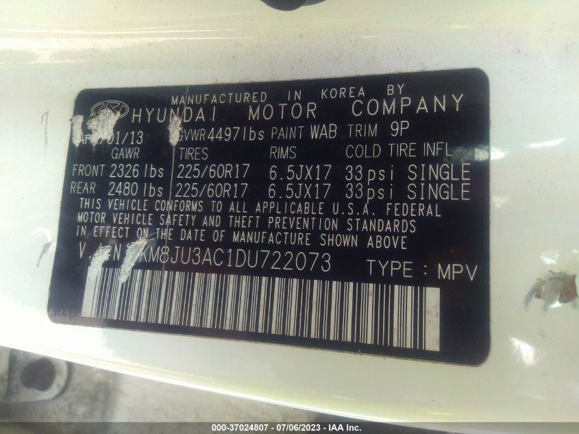 2013 HYUNDAI TUCSON GLS - KM8JU3AC1DU722073