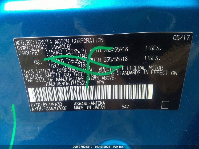 2017 TOYOTA RAV4 LIMITED/PLATINUM - JTMDFREV0HJ710529