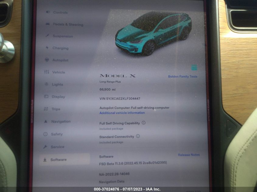 2020 TESLA MODEL X - 5YJXCAE2XLF304447