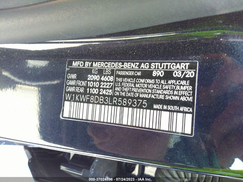 2020 MERCEDES-BENZ C-CLASS C 300 - W1KWF8DB3LR589375