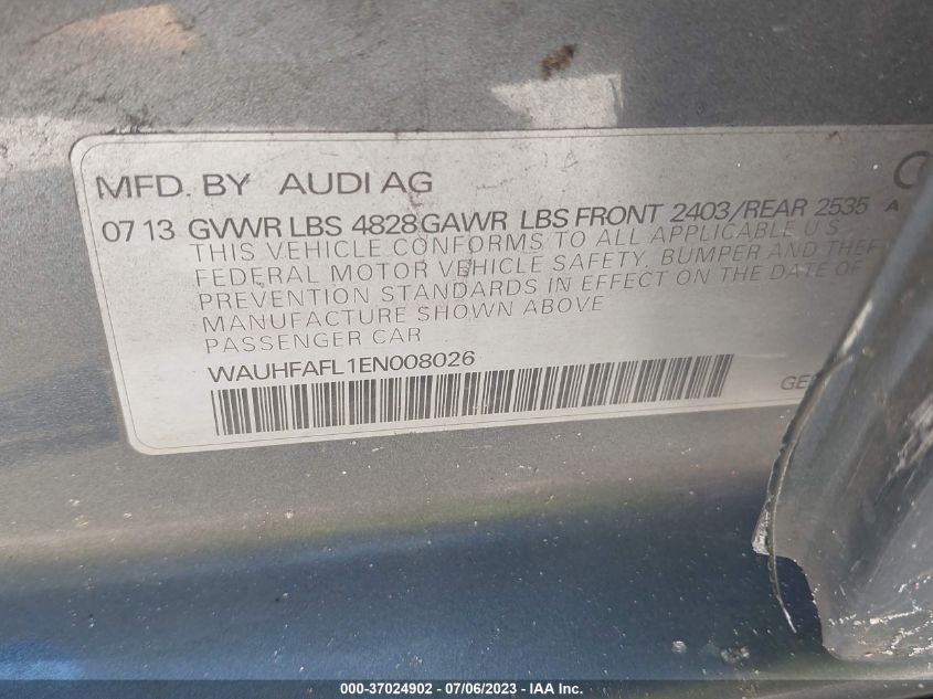 2014 AUDI A4 PREMIUM PLUS - WAUHFAFL1EN008026