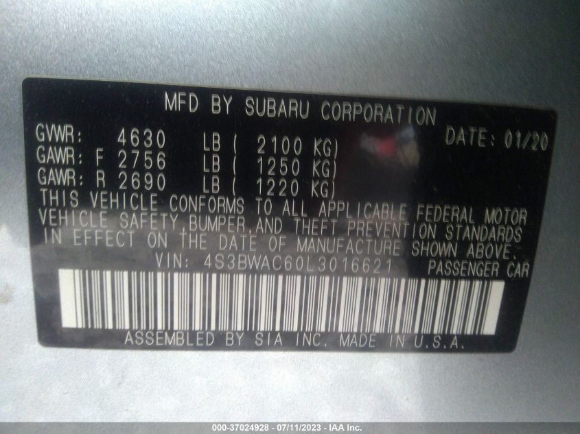 2020 SUBARU LEGACY PREMIUM - 4S3BWAC60L3016621
