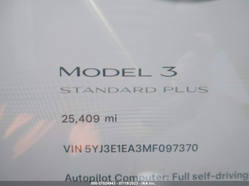 2021 TESLA MODEL 3 - 5YJ3E1EA3MF097370