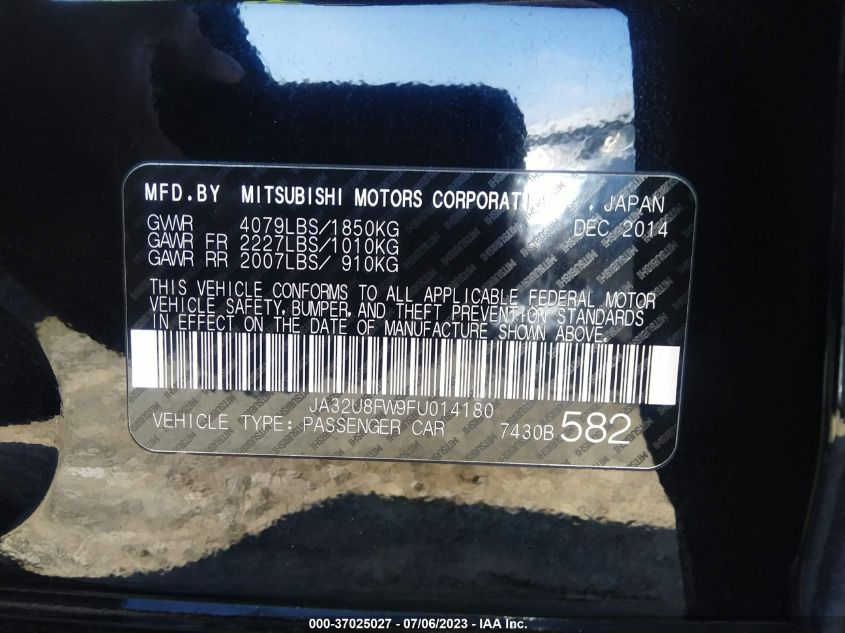 2015 MITSUBISHI LANCER GT - JA32U8FW9FU014180