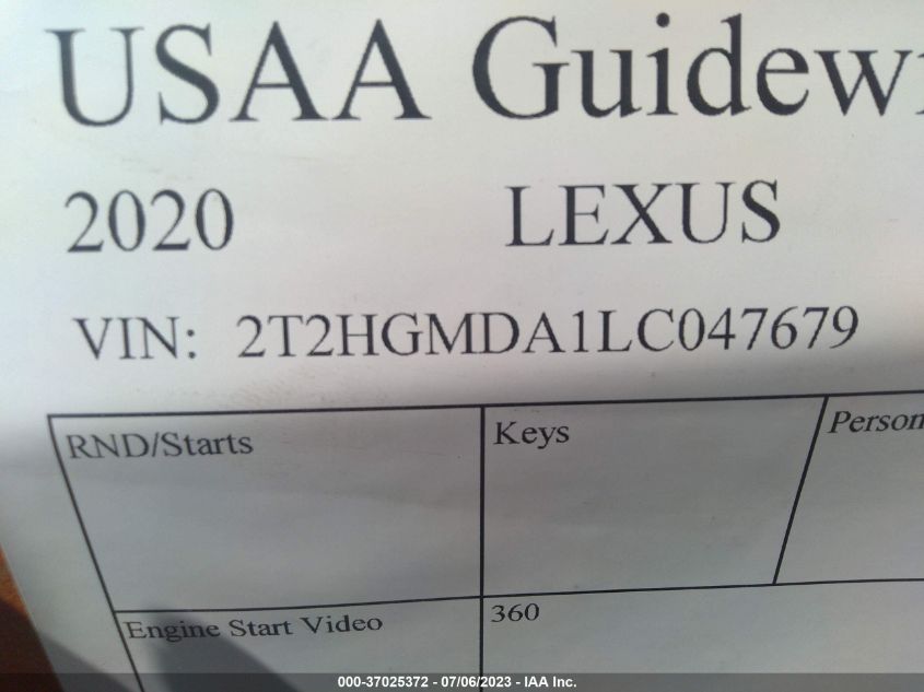 2020 LEXUS RX RX 450H - 2T2HGMDA1LC047679