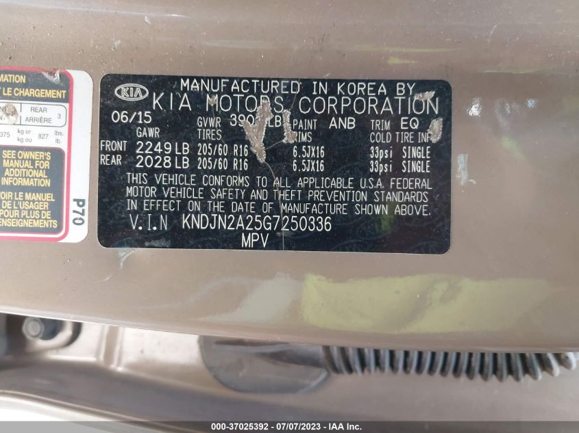 2016 KIA SOUL BASE - KNDJN2A25G7250336